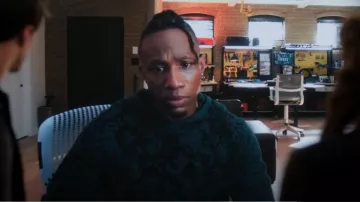 John Varvatos Ludham Dissapearing Python Jacquard Hooded Sweater worn by Zeke Wallace (Arlen Escarpeta) as seen in Found (S01E05)