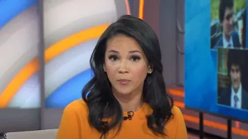 Victoria Beckham Darted Sheath Dress in Mandarin worn by Laura Jarrett as seen in Today on November 3, 2023