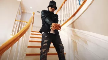 Monfrere Black Coated Denim Dean Jacket worn by Plies in Choke (Official Music Video)