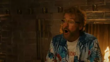 Tommy Bahama Men's Blue Tide Pool Royale Short Sleeve Silk Button Down Shirt worn by Terry Phelps (Greg Kinnear) as seen in Shining Vale (S02E04)