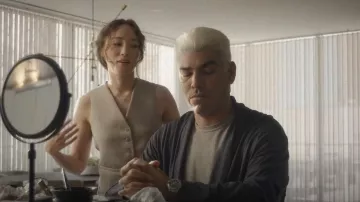 Zara Mixed Pin­stripe Vest worn by Sasha as seen in American Horror Stories (S03E04)