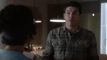 Mountain Hardwear Men's Voyager One Long Sleeve Shirt worn by Nathan Brown (Robbie Amell) as seen in Upload (S03E05)