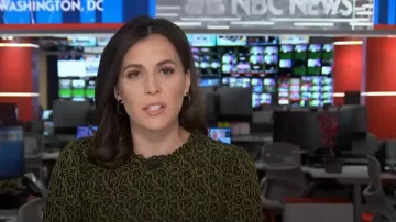 Boden Frill-Detail Mini Dress worn by Hallie Jackson as seen in Today on November 6, 2023