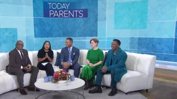 Vince Side Slit Slip Skirt In Emerald worn by Jennifer Hartstein as seen in Today on November 6, 2023