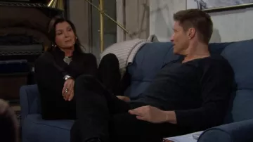 John Varvatos Bandera Rib Wool Blend V-Neck Sweater worn by  Deacon Sharpe (Sean Kanan) as seen in The Bold and the Beautiful on November 3, 2023