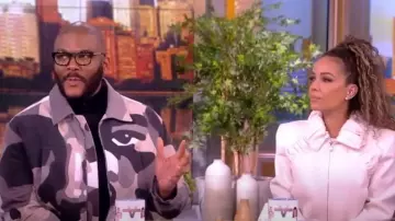 Louis Vuitton Camouflage Monogram Denim Blended Fabrics worn by Tyler Perry as seen in The View on November 7, 2023