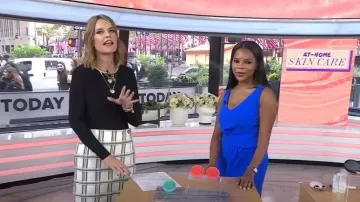 Victoria Beckham Jacquard Check Wrap Skirt worn by Savannah Guthrie as seen in Today on November 7, 2023