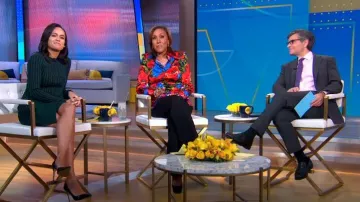 Dolce & Gabbana Floral-Print Satin Shirt worn by Robin Roberts as seen in Good Morning America on November 7, 2023