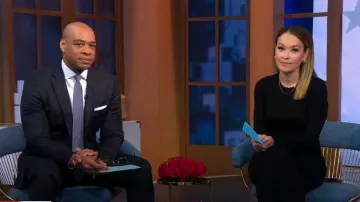 Good American Good Touch Long-Sleeve Maxi Dress worn by Eva Pilgrim as seen in Good Morning America on November 7, 2023