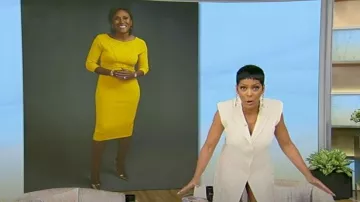 Gilet plissé à simple boutonnage Simkhai porté par Tamron Hall tel qu’on le voit dans Tamron Hall Show le 8 novembre 2023
