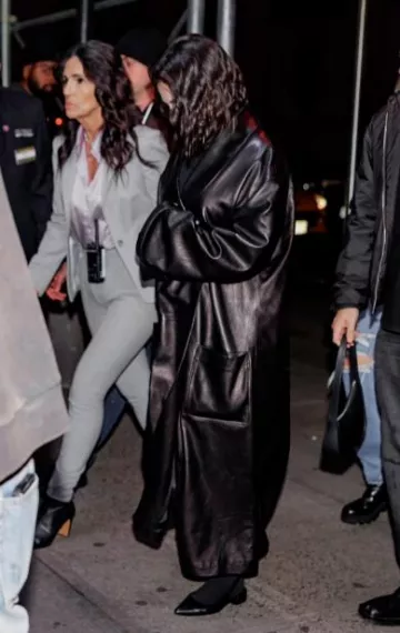 Steve Madden Blakely Black Leather Flats worn by Selena Gomez in  out in NYC on November 9, 2023