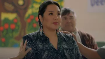 Karl Largerfeld Ce­les­tial Print Blouse worn by Jo (Roseanne Supernault) as seen in Acting Good (S02E04)