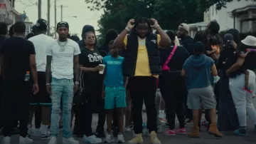Dior Yellow Astro Logo B23 High Top Sneakers worn by Tee Grizzley in What's That (feat. PnB Rock) [Official Video]
