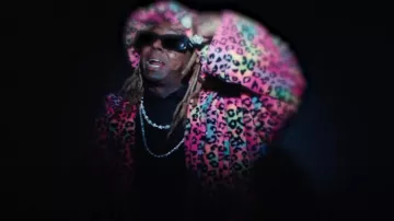 Natasha Zinko Neon Rainbow Leopard Fleece Jacket worn by Lil Wayne in Long Story Short with 2 Chainz (Official Video)