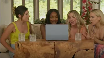 Free People Ribbed Brami Tank Top Green/Yellow worn by Katie Thurston as seen in FBoy Island (S03E05)