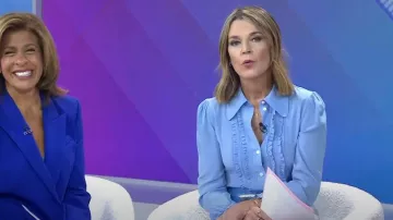 Victoria Beckham Ruffled Silk Blouse worn by Savannah Guthrie as seen in Today on November 14, 2023