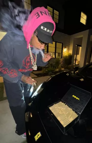 Balenciaga Dark Grey & Black Split Sweatpants worn by Wiz Khalifa on the Instagram account @wizkhalifa