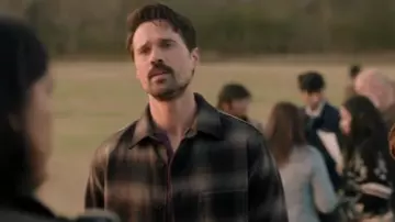 Theory Clyfford Shirt Jacket in Recycled Wool Flannel worn by Mark Trent (Brett Dalton) as seen in Found (S01E07)