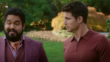 Reiss Maxwell Half-zip Merino Wool Polo Shirt worn by Nathan Brown (Robbie Amell) as seen in Upload (S03E07)