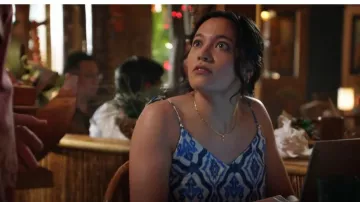 Zara The Leia Camisole worn by Dr. Noelani Cunha (Kimee Balmilero) as seen in Magnum P.I. (S05E16)