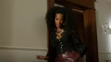 Self-portrait Em­bell­ished Lace Blouse worn by Aleesha (Zainab Johnson) as seen in Upload (S03E08)