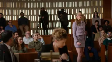 Zara Pur­ple Mi­ni Skirt worn by Ingrid Kannerman (Allegra Rose Edwards) as seen in Upload (S03E08)