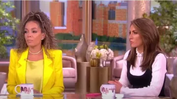 Sandro Pinafore dress worn by Alyssa Farah as seen in The View on  November 16, 2023