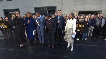 Claudie Pierlot Mareina Flower-Embossed Knitted Cardigan worn by Savannah Sellers as seen in Today on November 15, 2023