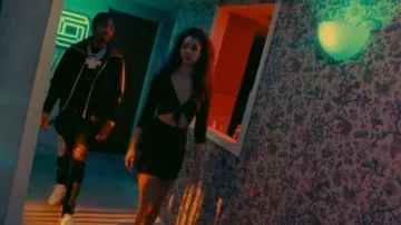 Amiri Black & White-Stripe Satin Track Jacket worn by Lil Tjay in What You Wanna Do (Official Video)