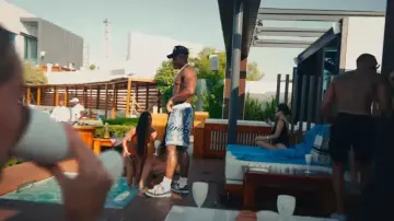 Amiri White & Blue Bandana Knit Shorts worn by Bugzy Malone in Lean (Official Video)