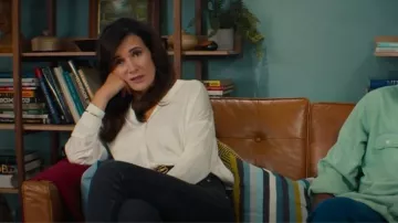 Vince Half Placket Blouse worn by Bobby (Sarah Solemani) as seen in Chivalry (S01E04)