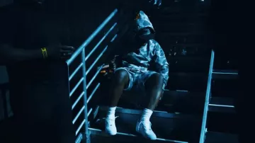 Sudadera con capucha Bape Grey Camo Diagonal-Zip Shark usada por EST Gee en EST DonWon ft. EST Gee x Come On (Video musical oficial)