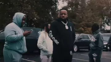 Chrome Hearts Black Horseshoe & Vertical-Logo Sweatpants worn by Yo Gotti in Go Again by 42 DUGG (Official Video)