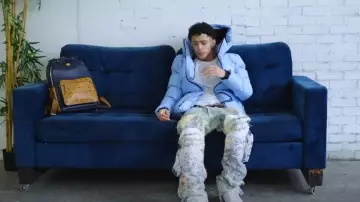 Who Decides War Faded Blue & White Lace 'Sacred' Jeans worn by J.I. in "Options" (Official Music Video)