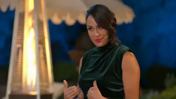Lulus Alluring Image Emerald Ruched Velvet Mock Neck Maxi Dress worn by Brie Bella  as seen in Twin Love (S01E02)