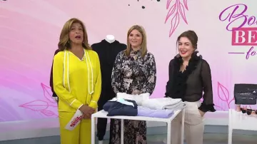 Pearl By Lela Rose Equestrian Jacquard Tipped Tie Neck Blouse worn by Hoda Kotb as seen in Today with Hoda & Jenna on November 16, 2023
