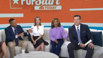 Top Veronica Beard Coralee usado por Savannah Guthrie como se ve en Today el 17 de noviembre de 2023