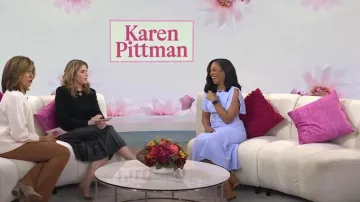 Victoria Beckham Gathered Waist Midi Dress In Frost Purple worn by Karen Pittman as seen in Today on November 20, 2023