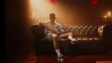 Amiri White Script Logo Socks worn by Anuel AA in Oh Na Na with Nio García (Video Oficial)