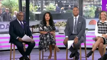 Ba & Sh Anissa Cotton Printed Midi Dress worn by Sheinelle Jones as seen in Today on November 21, 2023
