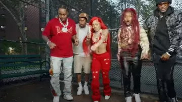 Nike Air Force 1 Low 'White' sneakers worn by Fivio Foreign in Cha Cha Cha by GloRilla, Fivio Foreign, CMG The Label