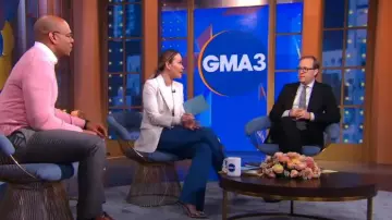 Veronica Beard Royce Stretch Cotton Pants worn by Eva Pilgrim as seen in Good Morning America on November 17, 2023