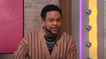 J.Ferrar X Jason Striped Cardigan worn by Jawn Murray as seen in Sherri on November 14, 2023