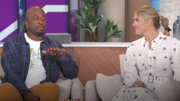 John Varvatos Robbins Plaid Zip-Up Shirt Jacket worn by Akbar Gbaja-Biamila as seen in The Talk on November 17, 2023