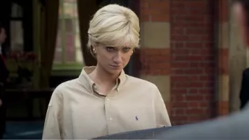 Polo Ralph Lauren Oversize Fit Cotton Twill Shirt worn by Princess Diana (Elizabeth Debicki) as seen in The Crown (S06E02)