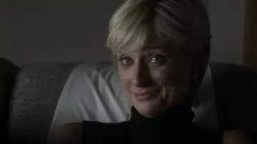 Theory Jer­sey Turtle­neck Top worn by Princess Diana (Elizabeth Debicki) as seen in The Crown (S06E04)