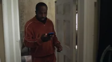 Iets frans... Tan Velour Track Pants worn by Mike Cooper (Kiell Smith-Bynoe) as seen in Ghosts (S05E05)