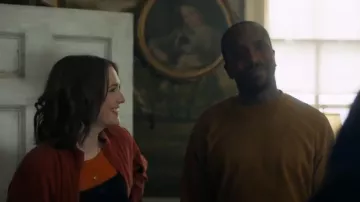 New Look Black Denim Button Front Pinafore Dress worn by Alison Cooper (Charlotte Ritchie) as seen in Ghosts (S05E02)