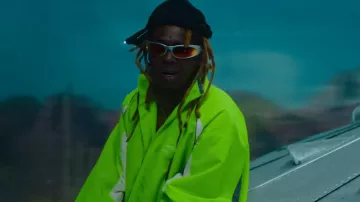 Balenciaga Silver & Orange Reverse Xpander 2.0 Sunglasses worn by Lil Wayne in Transparency by 2 Chainz, Lil Wayne, USHER