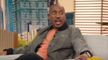 Off White Air­port Tape Jack­et worn by Gary Williams (Chris Redd) as seen in Kenan (S02E05)